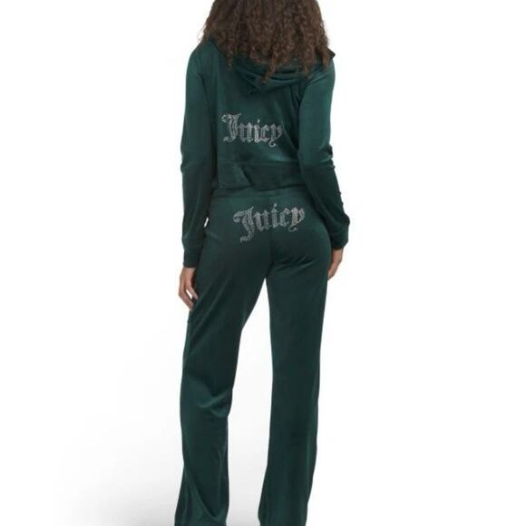 NWT JUICY COUTURE Velour OG Booty Bling Tracksuit Set Green Y2K 90s Large - Picture 5 of 9